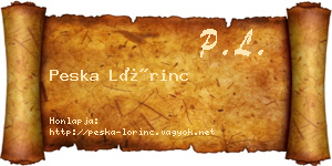 Peska Lőrinc névjegykártya